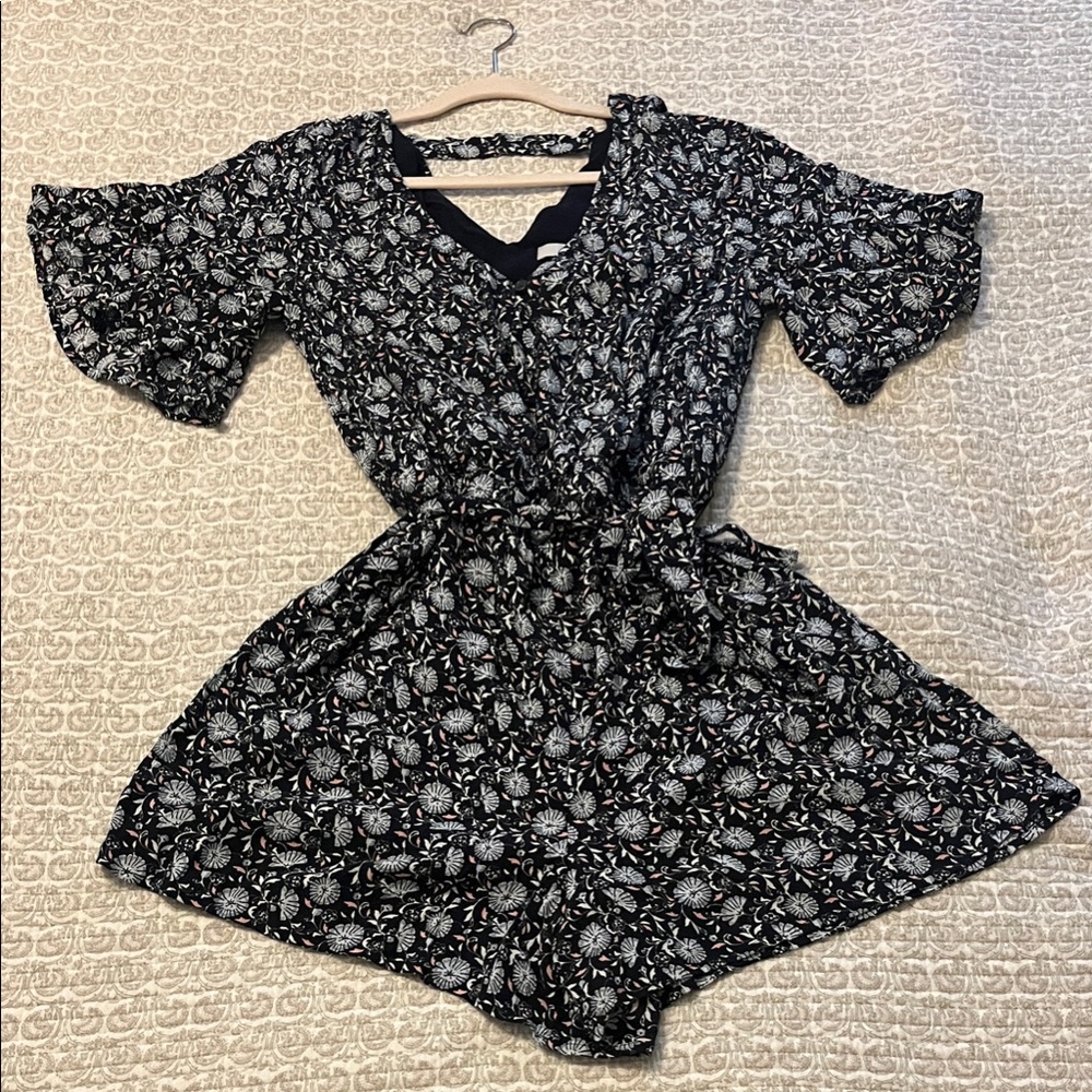 LOFT Navy Floral shorts romper